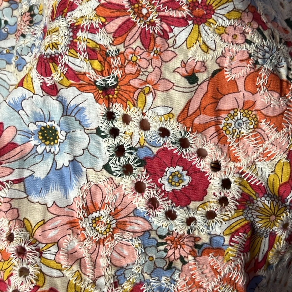 Solitaire Embroidered Eyelet Floral Top Women‎ L Pink Sleeveless Art To Wear NWT - Picture 9 of 12